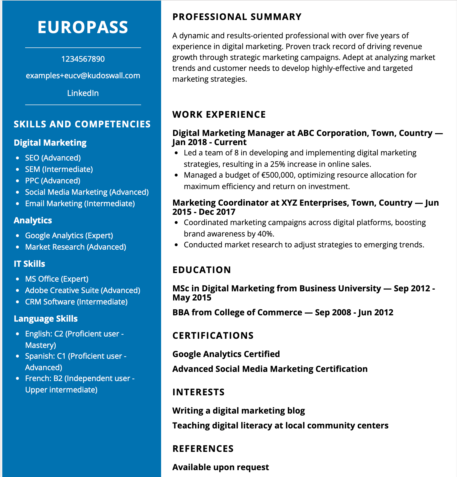 Europass CV Maker – Create Your Europass CV Online with AI